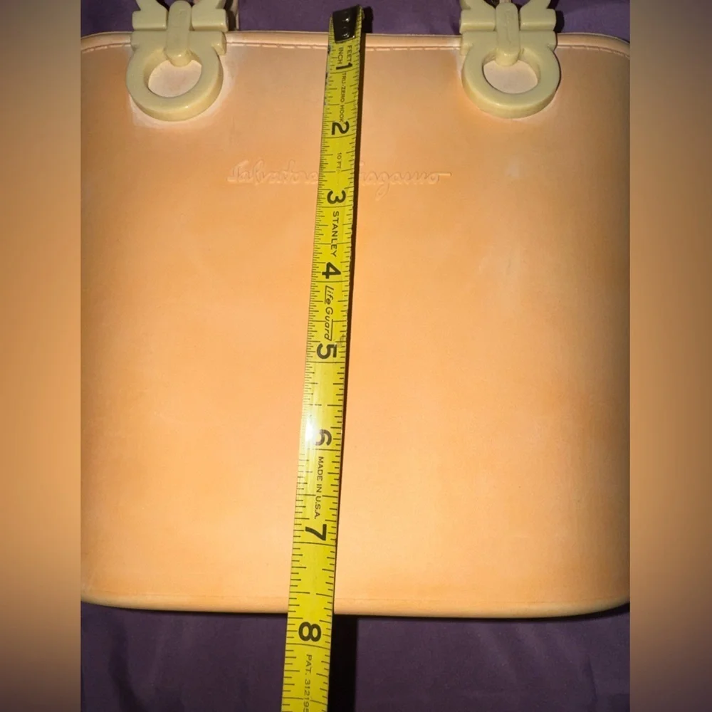 Salvatore Ferragamo Gancini Rubber Bucket Bag – Peach Pastel – Made in Italy